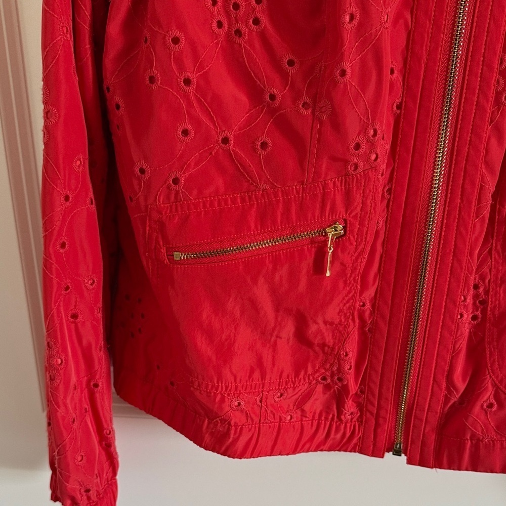 Zenergy by Chico's Orange Eyelet Jacket with gold hardware Size 1 - Picture 4 of 9